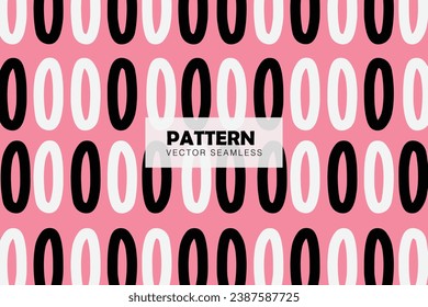 White and black line oval shape abstract seamless repeat pattern