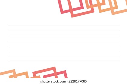 White black logo with lines as text placeholder and decorated by gradient colored rectangle. Note pad design.