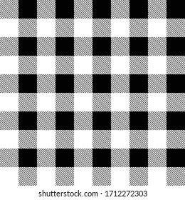 White and black lumberjack buffalo plaid seamless vector pattern for graphic design and backgrounds