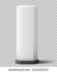 White and black marble. Product podium or pedestal, luxury promotional poster or banner for website. Promotion of cosmetic products on Internet. Architecture. Realistic isometric vector illustration