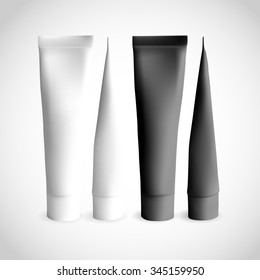 White and Black mock-up tube of Cream or Gel. Paking design for cosmetics.