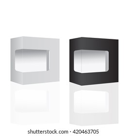 White and Black Modern Software Package Box For DVD, CD Disk Or Other Your Product. Vector Illustration
