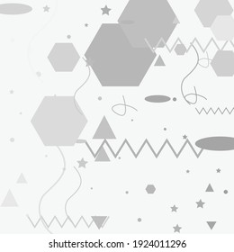 White Black Modern Style Simple Hipster Art. Monochorome Shadows Pastel Digital Grey Geometrical Modern Design. Black Calm Gray Ornamental Fabrics. Shadows Pastel Monochorome Vector Illustration.