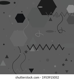 Blanco Negro Estilo Moderno Simple Hipster Art. Monocoroma Pastel Negro Gris Digital Diseño Geométrico Moderno. Calma Sombras Gris Vector Diseño Imagen. El Gris Calm Sombra Los Tejidos Ornamentales.