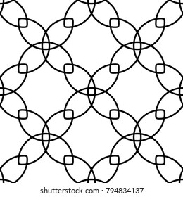 White and black monochrome geometric ornament. Seamless pattern for web, textile and wallpapers