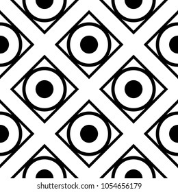 White and black monochrome geometric print. Seamless pattern for web, textile and wallpapers