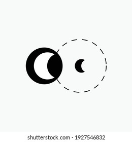 White and black moon. Space moon star astronomy eclipse abstract sun dark abstrak, vector, symbol, logo, icon, sign, Illustration Minimalist.