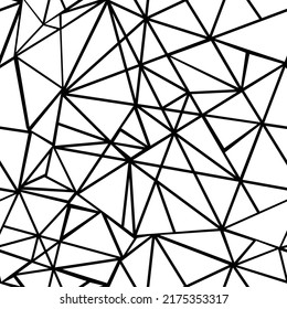 Weiße und schwarze Mosaikdreiecke l Geometrische Wiederholung Nahtlose Muster Hintergrund. Stoffe, Tapeten, Papier, Papier, Verpackung.
