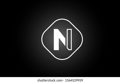 white black N line letter icon alphabet logo shape for company design. Corporate logotype concept