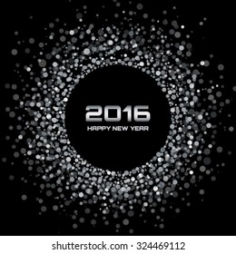 White - Black New Year 2016 Background, vector illustration