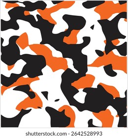 White, Black, Orange Camouflage Pattern, camouflage seamless pattern. Military texture. Abstract army, Classic background. Vector design illustration.


