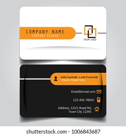 White Black and Orange creative modern name card and business card with horizontal curve corner standard size vector template.