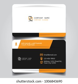White Black and Orange creative modern name card and business card with horizontal curve corner standard size vector template.