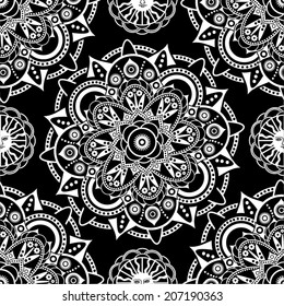 White and black ornament seamless pattern