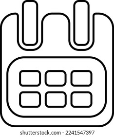 Datum des weißen schwarzen Umrisses des Symbols für ein Zeichen im Design