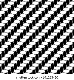 White and black ovals texture. Rounded figures background. Dots motif. Seamless surface pattern design with circular embroidery ornament. Digital paper with spheres for textile print, web designing.