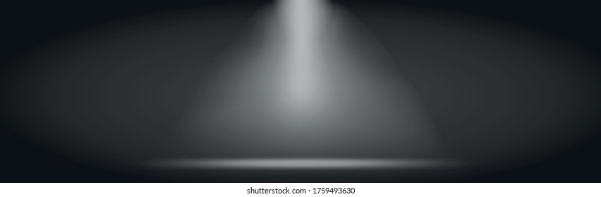 Fondo panorámico blanco y negro con focos blancos - Vector