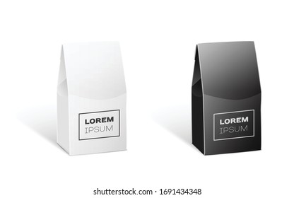 White and Black Paper Bag Package Illustration