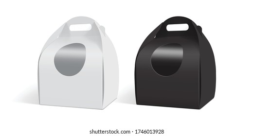 white and black paper box isolated on white background mock up vector