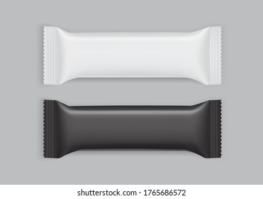 white and black paper packaging isolated on gray background vector mock up