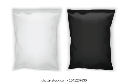 embalaje de papel blanco y negro aislado en el vector de fondo blanco se burlan 
