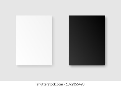 White Black Paper Sheet. Mockup Paper Sheet A4. Vector Illustration