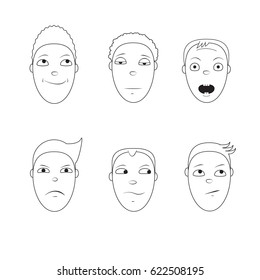 White Black Peoples Emotions Stock Vector (Royalty Free) 622508195 ...