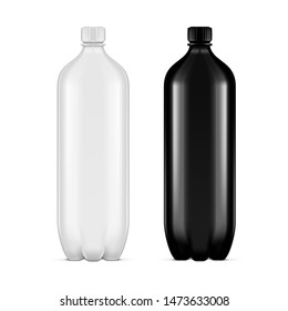 White And Black PET Plastic Clean Disposaple Bottle On White Background. EPS10 Vector