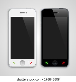 White and black phone. Vector