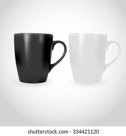 White and Black Photorealistic Cup illustration for mock-ups and branding. 