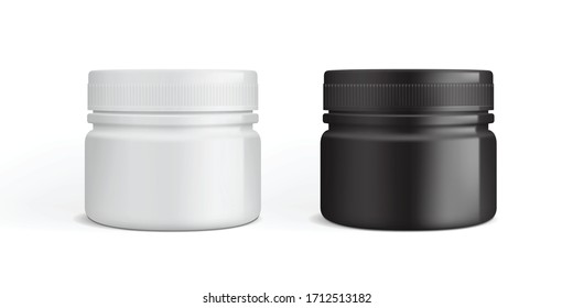 white and black plastic cream packaging isolated on white background mock up vector
