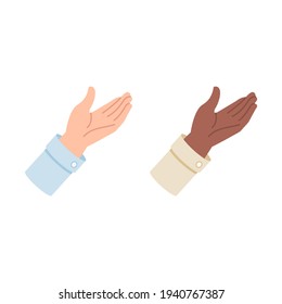 White and black pointing hand vector illustration isolated on white background