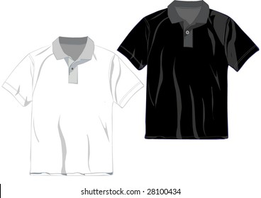 White and Black Polo T-shirt design template