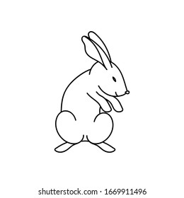 White and black Rabbit. Coloring book. silhouette