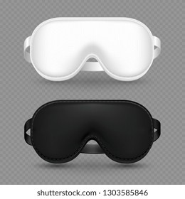 WHITE AND BLACK REALISTIC SLEEPING MASK vector isolated on transparent background