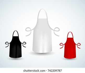 White, black and red blank kitchen cotton apron isolated vector illustration. Protective apron uniform for cooking or baker