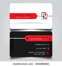 White Black and Red creative modern name card and business card with horizontal curve corner standard size vector template.
