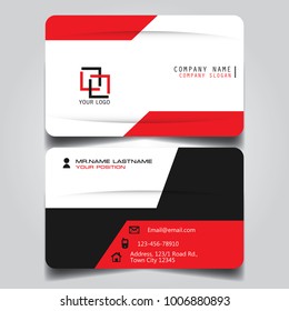 White Black and Red creative modern name card and business card with horizontal curve corner standard size vector template.