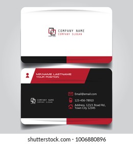 White Black and Red creative modern name card and business card with horizontal curve corner standard size vector template.