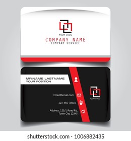 White Black And Red Creative Modern Name Card And Business Card With Horizontal Curve Corner Standard Size Vector Template.