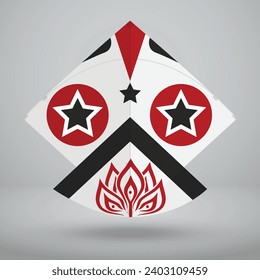 White Black Red Kite design for Basant, Kite Flying Festival Celebration in Pakistan and India