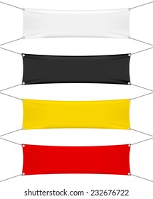 White, black, red, yellow textile banners set isolated on white background, vector illustration 