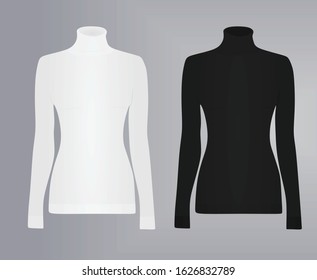 White and black roll neck shirt. vector illustration