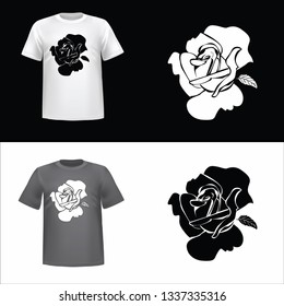 White and black rose design tshirt