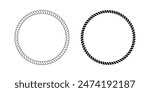 White and black round rope frames. Hemp or steel circular borders of cord or thread, cable or jute. Design elements on maritime, yacht or nautical theme. Vector graphic illustration.