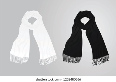 White and black scarf. vector illustration