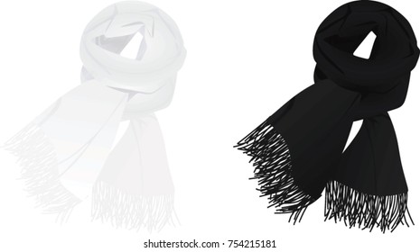 White and black scarf. vector illustration