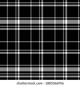 white and Black Scottish Woven Tartan Plaid Seamless Pattern.