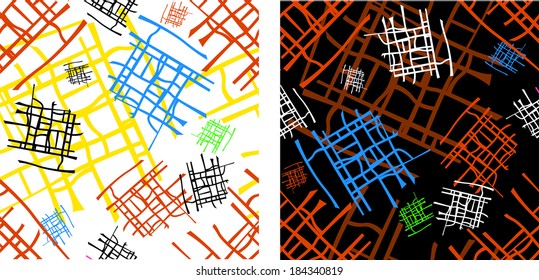 white and black Seamless background with colored maze-textiles 