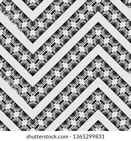 white black Seamless background with modern abstract geometrical ornament art deco